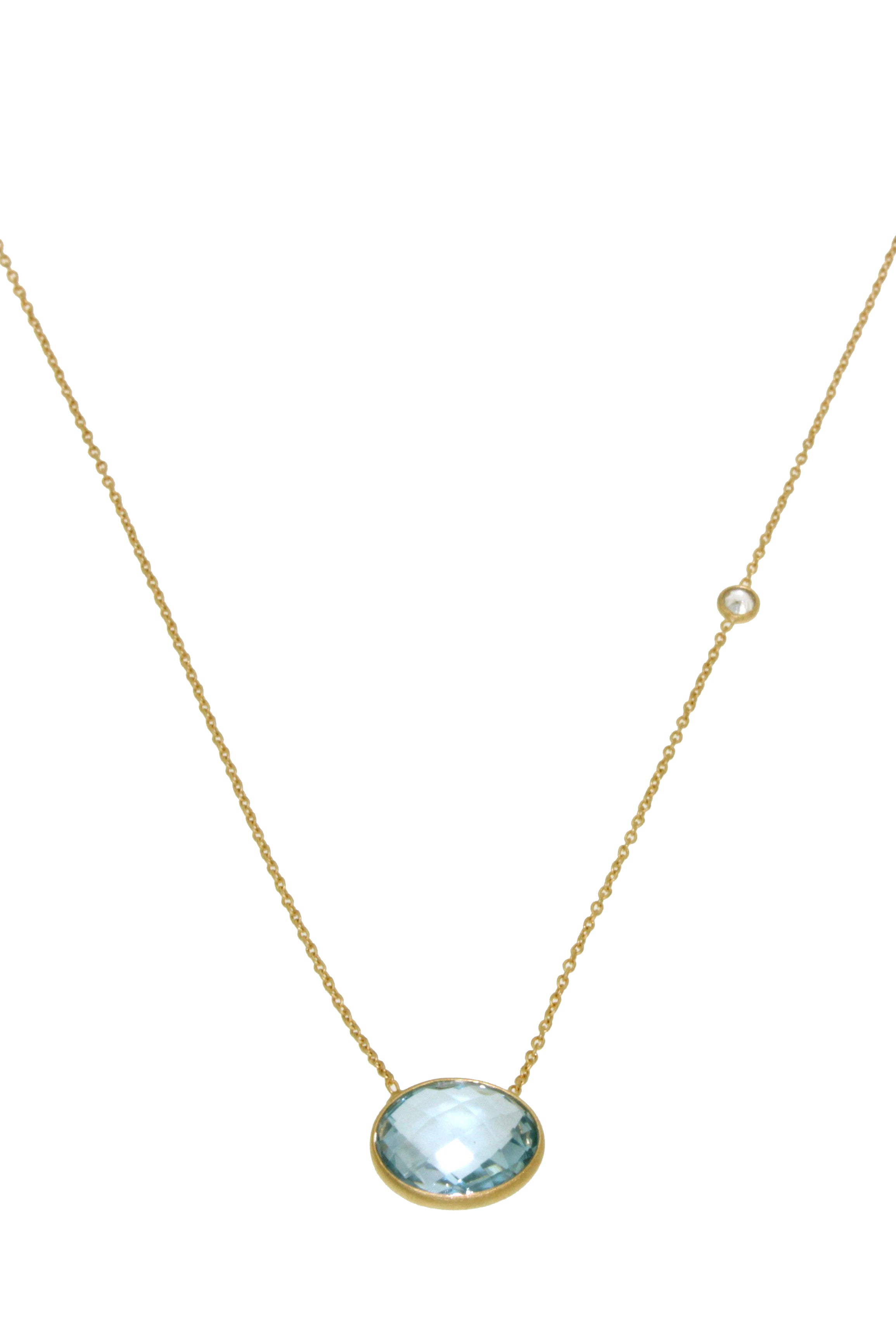 Blue Topaz Oval Pendant-Necklaces-Vixen Collection, Day Spa and Women's Boutique Located in Seattle, Washington