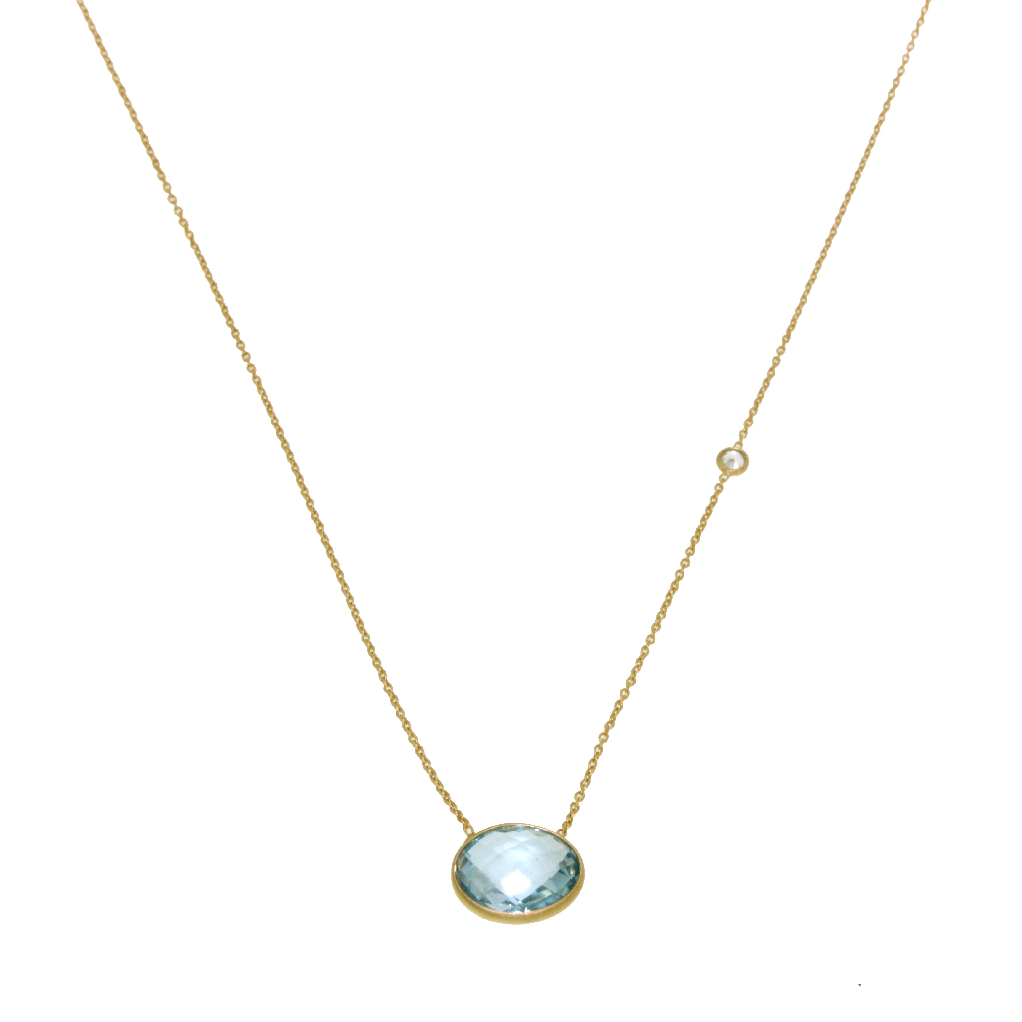 Blue Topaz Oval Pendant-Necklaces-Vixen Collection, Day Spa and Women's Boutique Located in Seattle, Washington