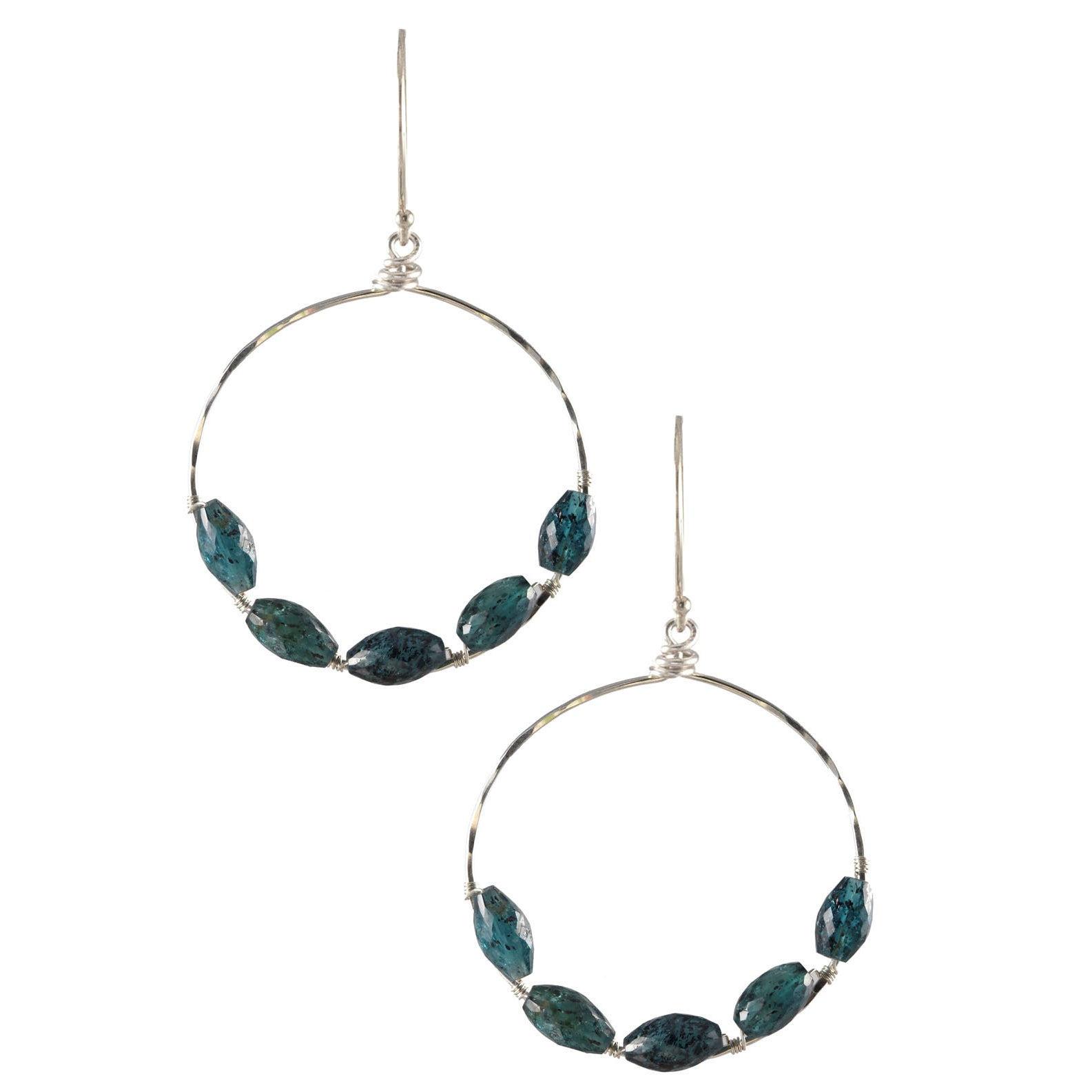 Large Silver Kyanite Hoops-Earrings-Vixen Collection, Day Spa and Women's Boutique Located in Seattle, Washington