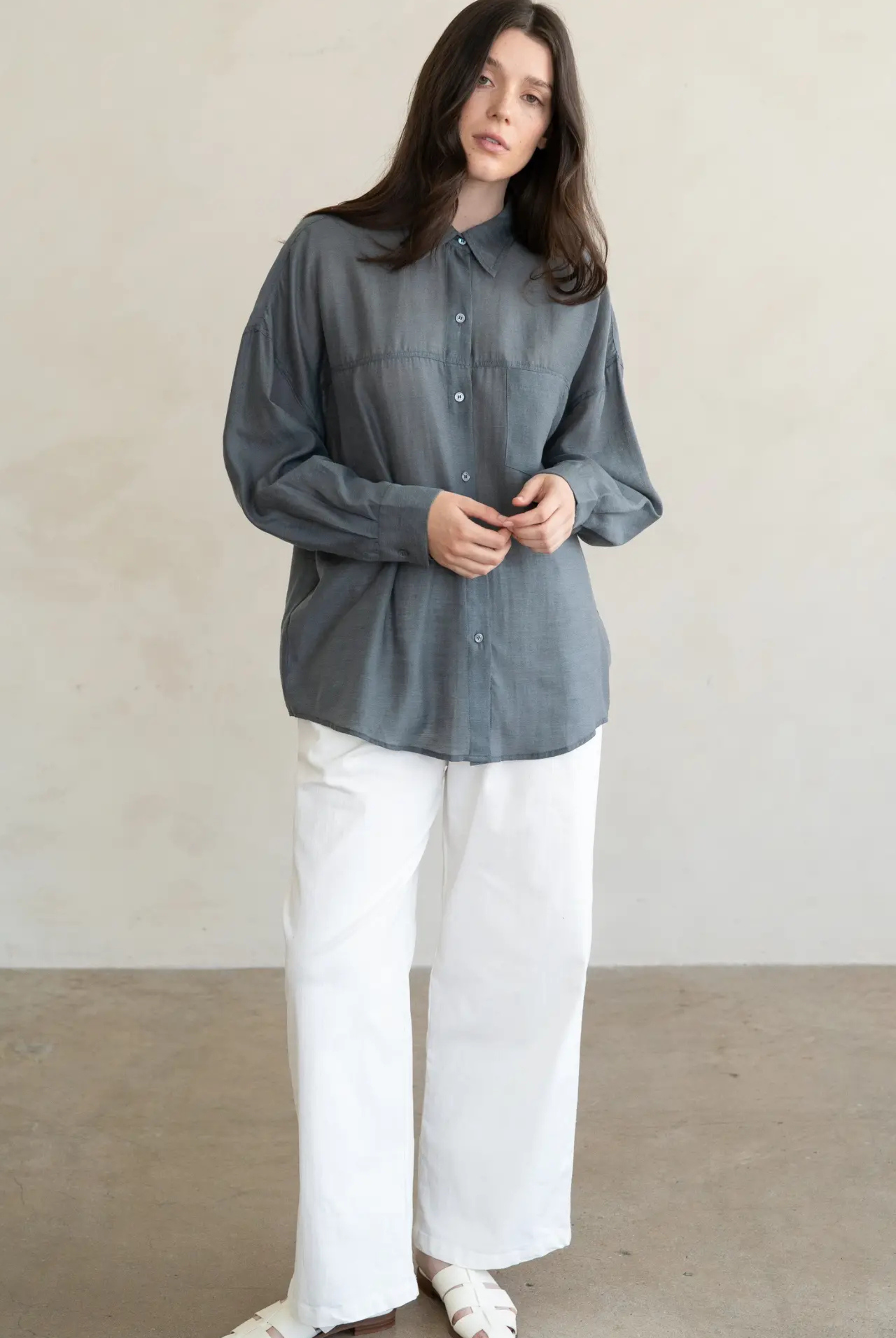 Ocean Mist Button Down-Long Sleeves-Vixen Collection, Day Spa and Women's Boutique Located in Seattle, Washington