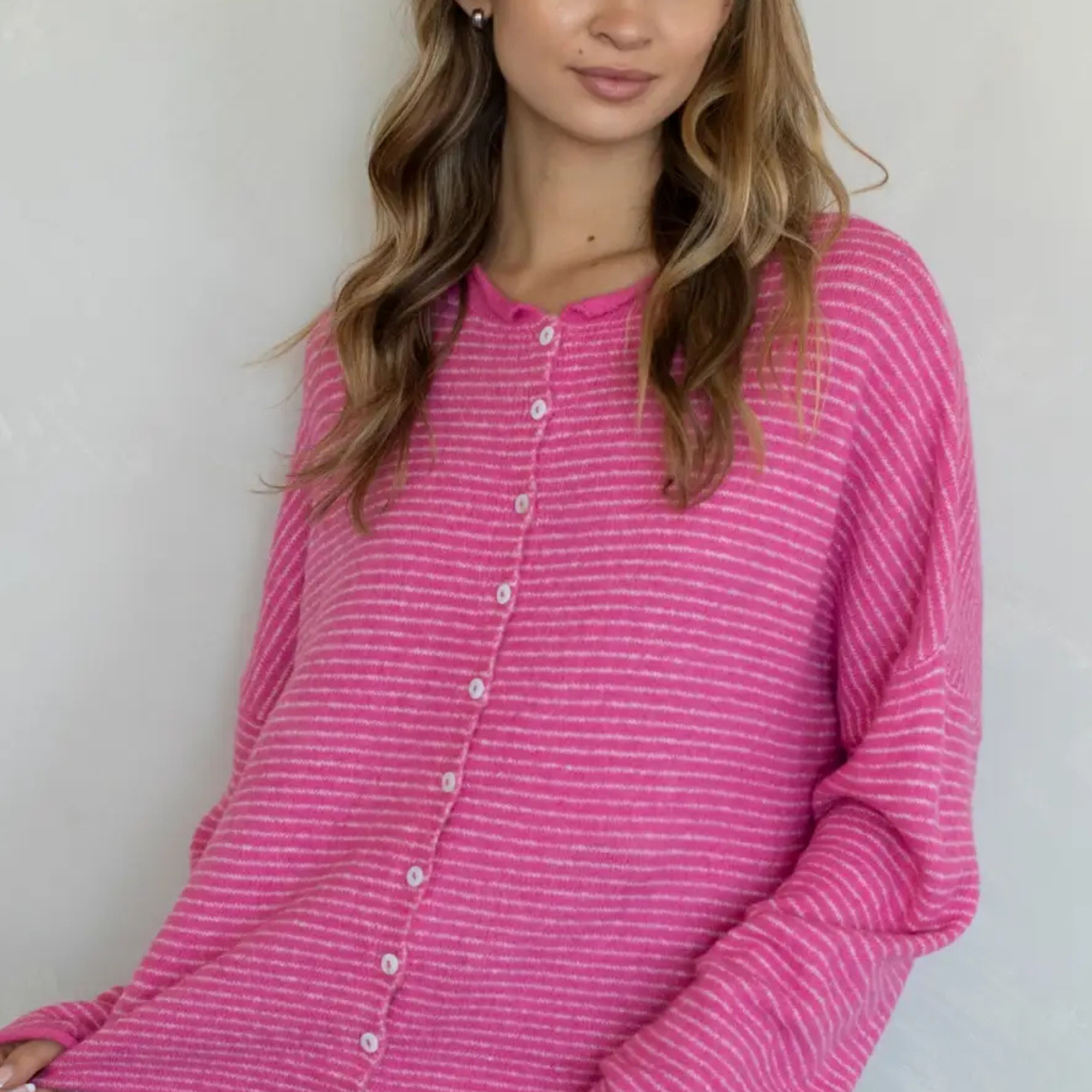 Pin Stripe Babe Cardigan-Sweaters-Vixen Collection, Day Spa and Women's Boutique Located in Seattle, Washington