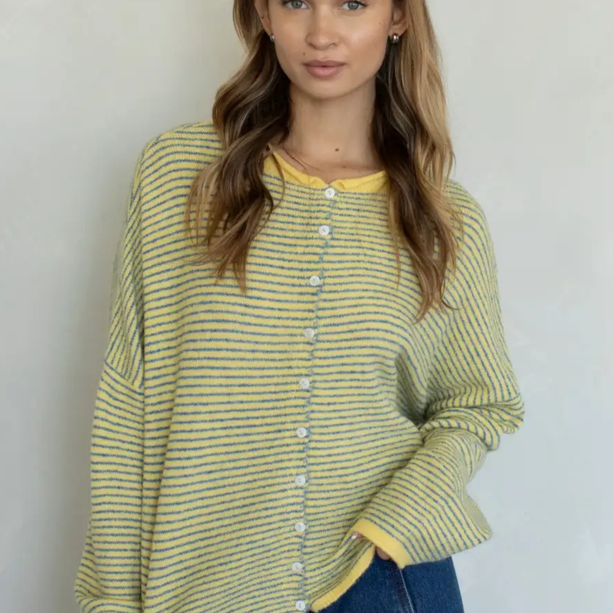 Pin Stripe Babe Cardigan-Sweaters-Vixen Collection, Day Spa and Women's Boutique Located in Seattle, Washington