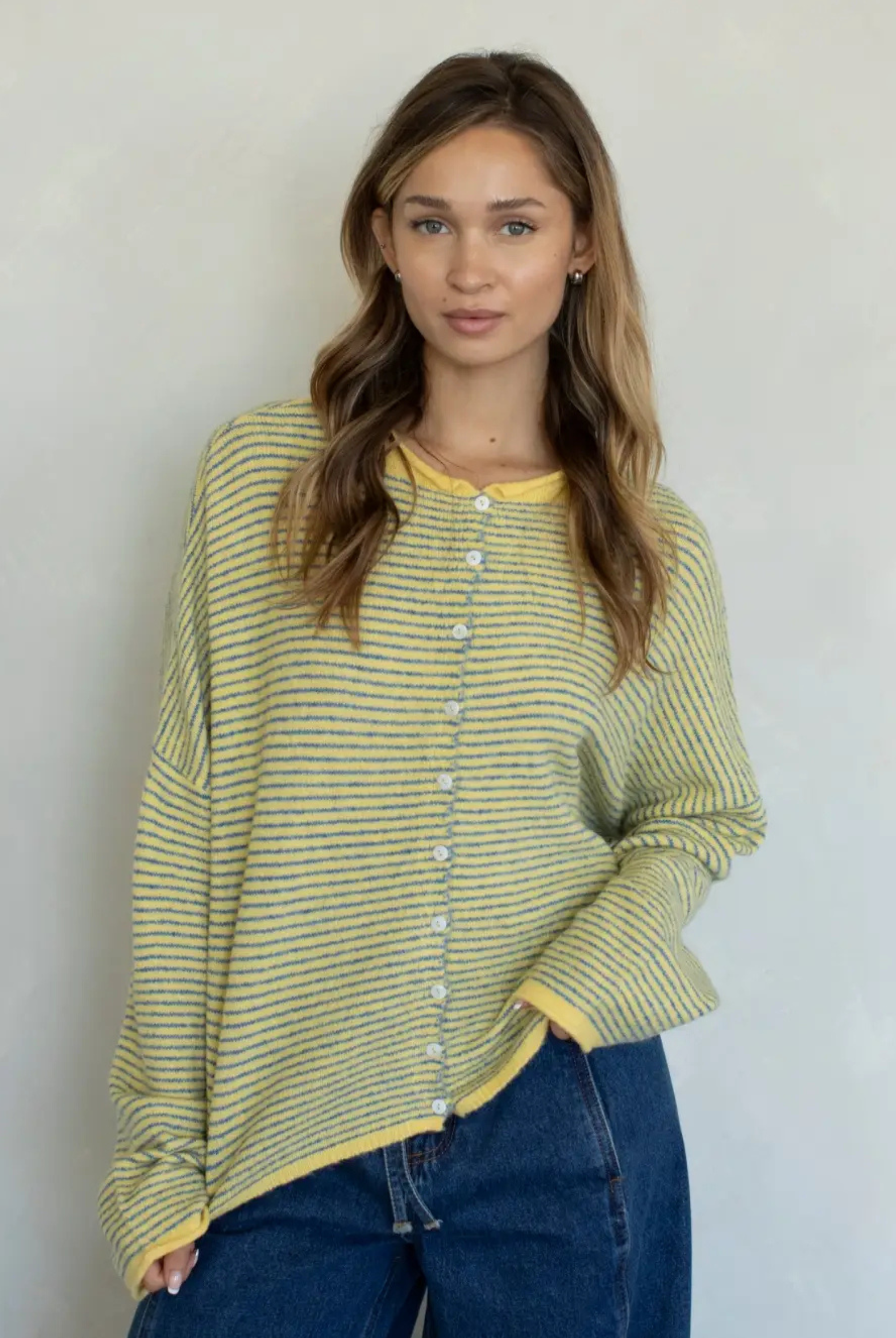 Pin Stripe Babe Cardigan-Sweaters-Vixen Collection, Day Spa and Women's Boutique Located in Seattle, Washington