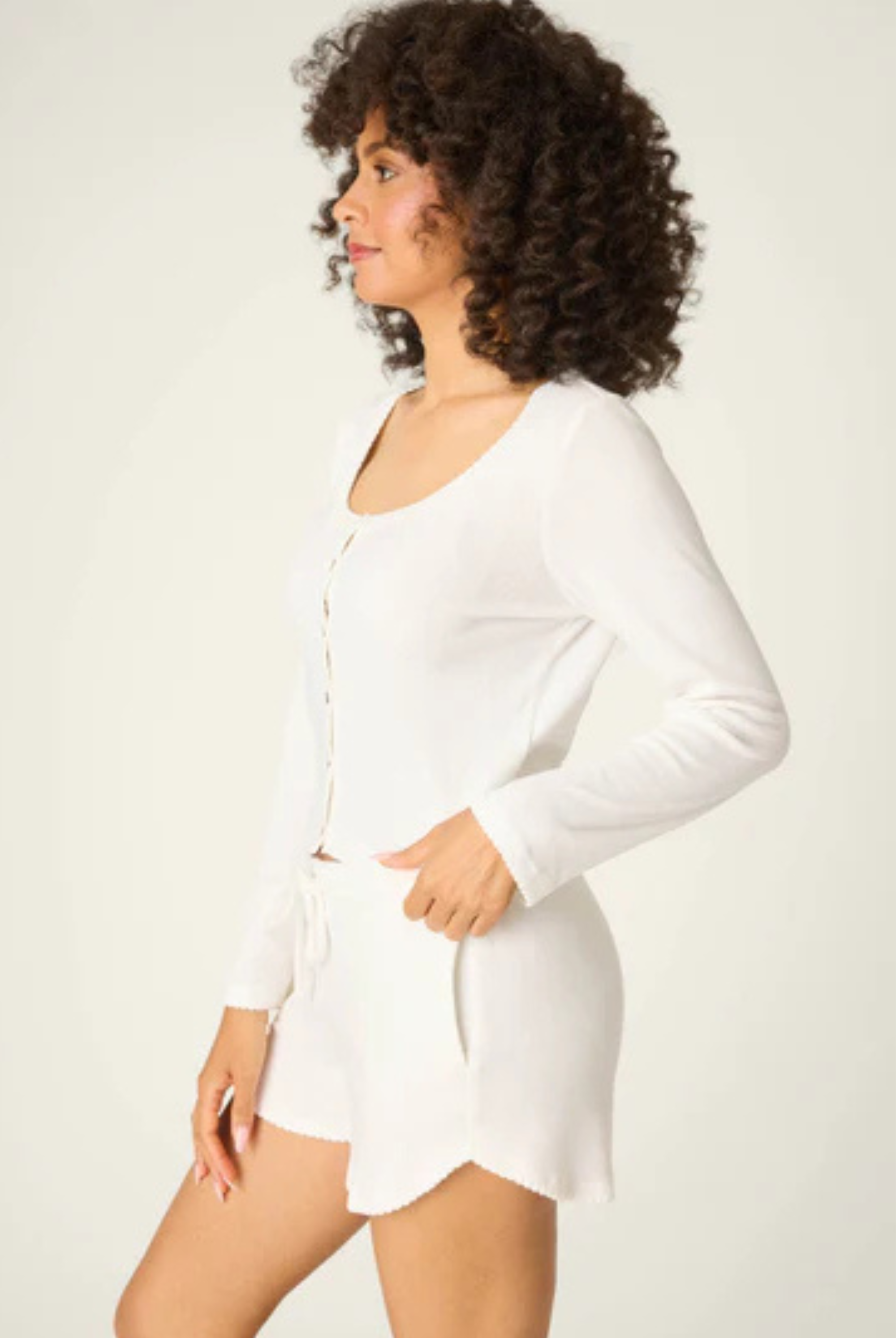 Pointelle Essentials Cardigan-Loungewear Tops-Vixen Collection, Day Spa and Women's Boutique Located in Seattle, Washington
