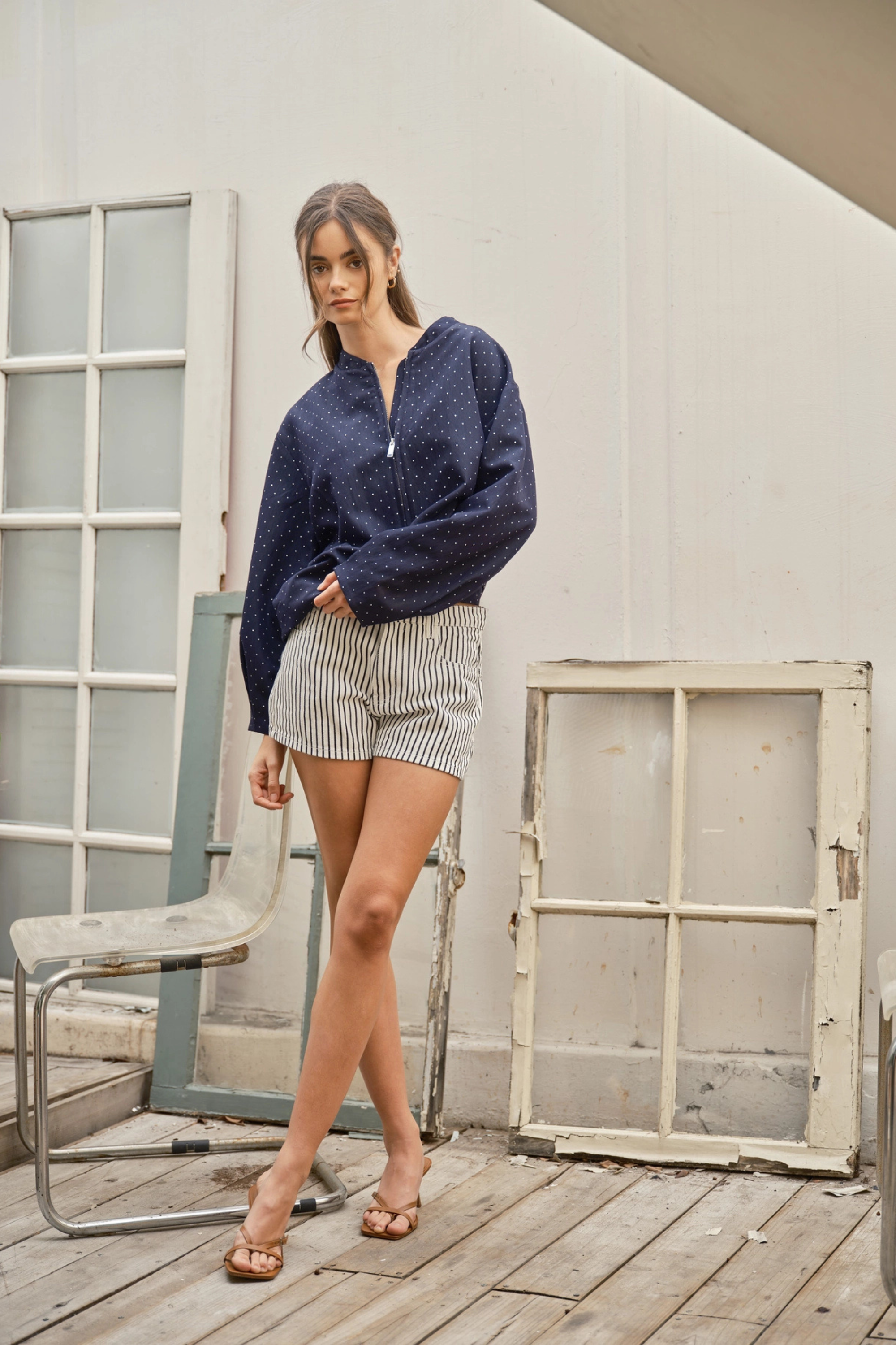 Polka My Dots Bomber Jacket-Jackets-Vixen Collection, Day Spa and Women's Boutique Located in Seattle, Washington