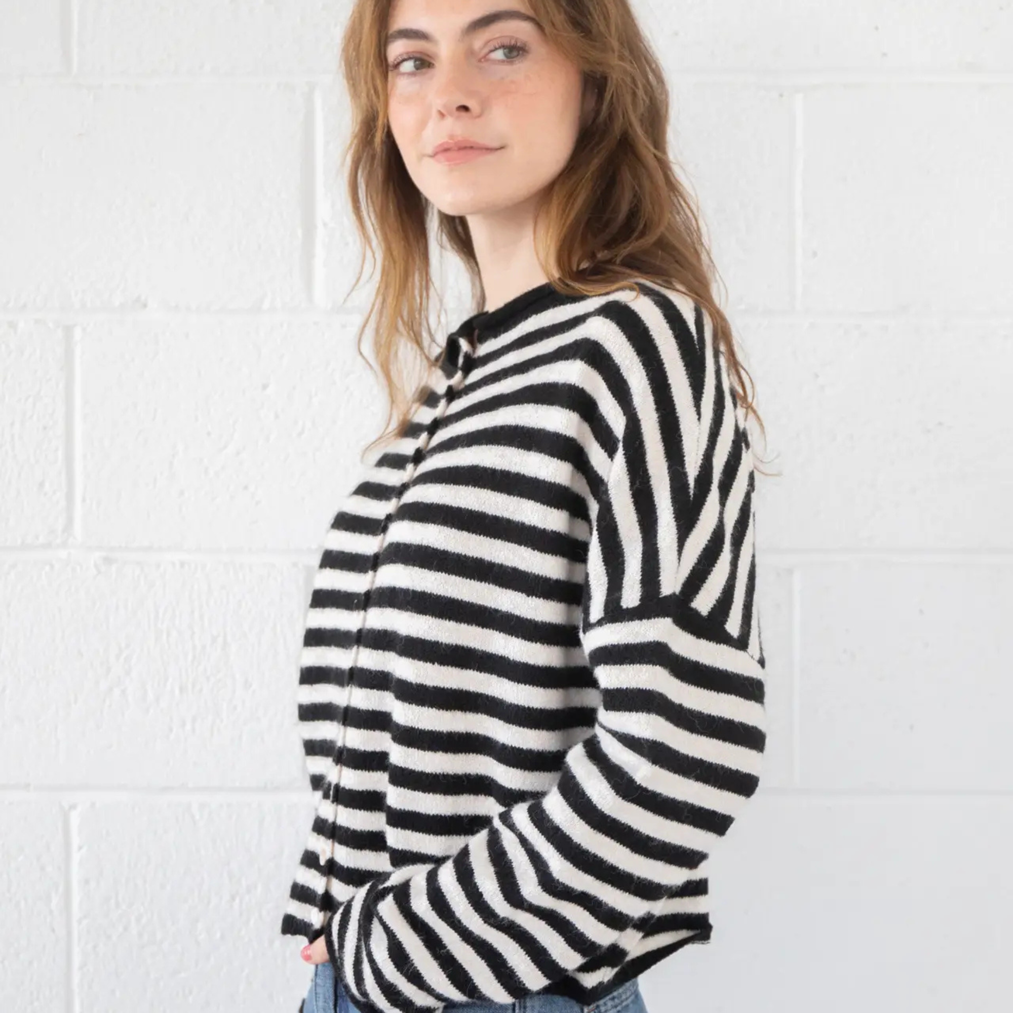 Pretty Piper Striped Cardigan-Sweaters-Vixen Collection, Day Spa and Women's Boutique Located in Seattle, Washington