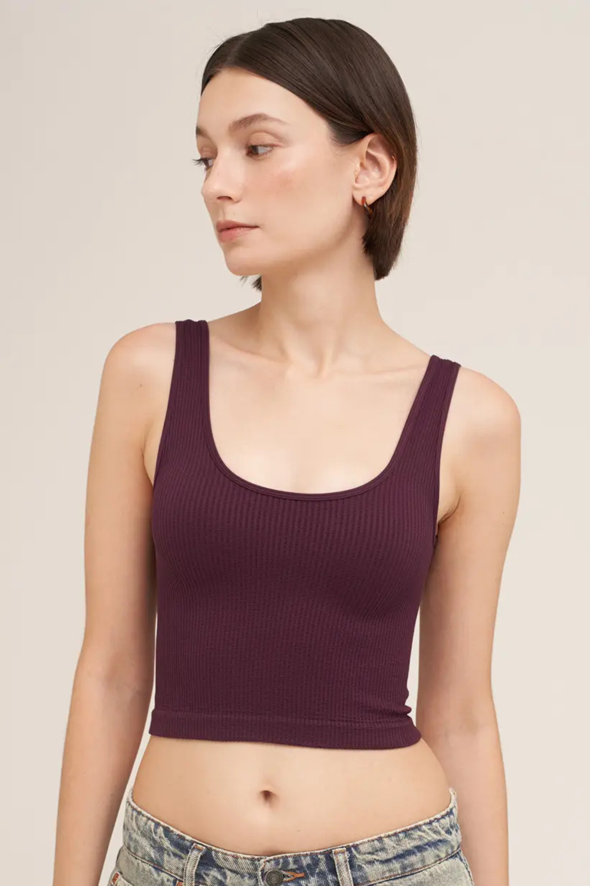 Reversible Ribbed Crop Top-Tank Tops-Vixen Collection, Day Spa and Women's Boutique Located in Seattle, Washington