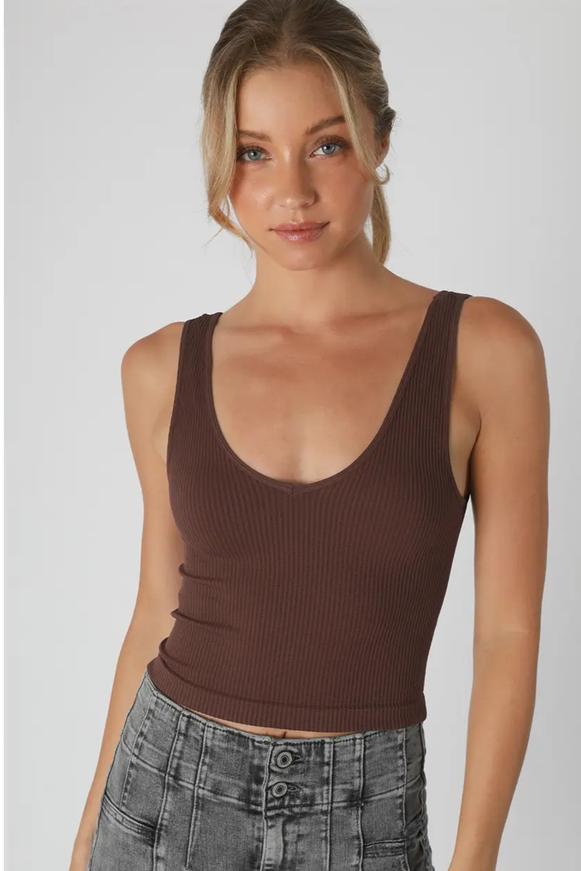 Reversible Ribbed Crop Top-Tank Tops-Vixen Collection, Day Spa and Women's Boutique Located in Seattle, Washington