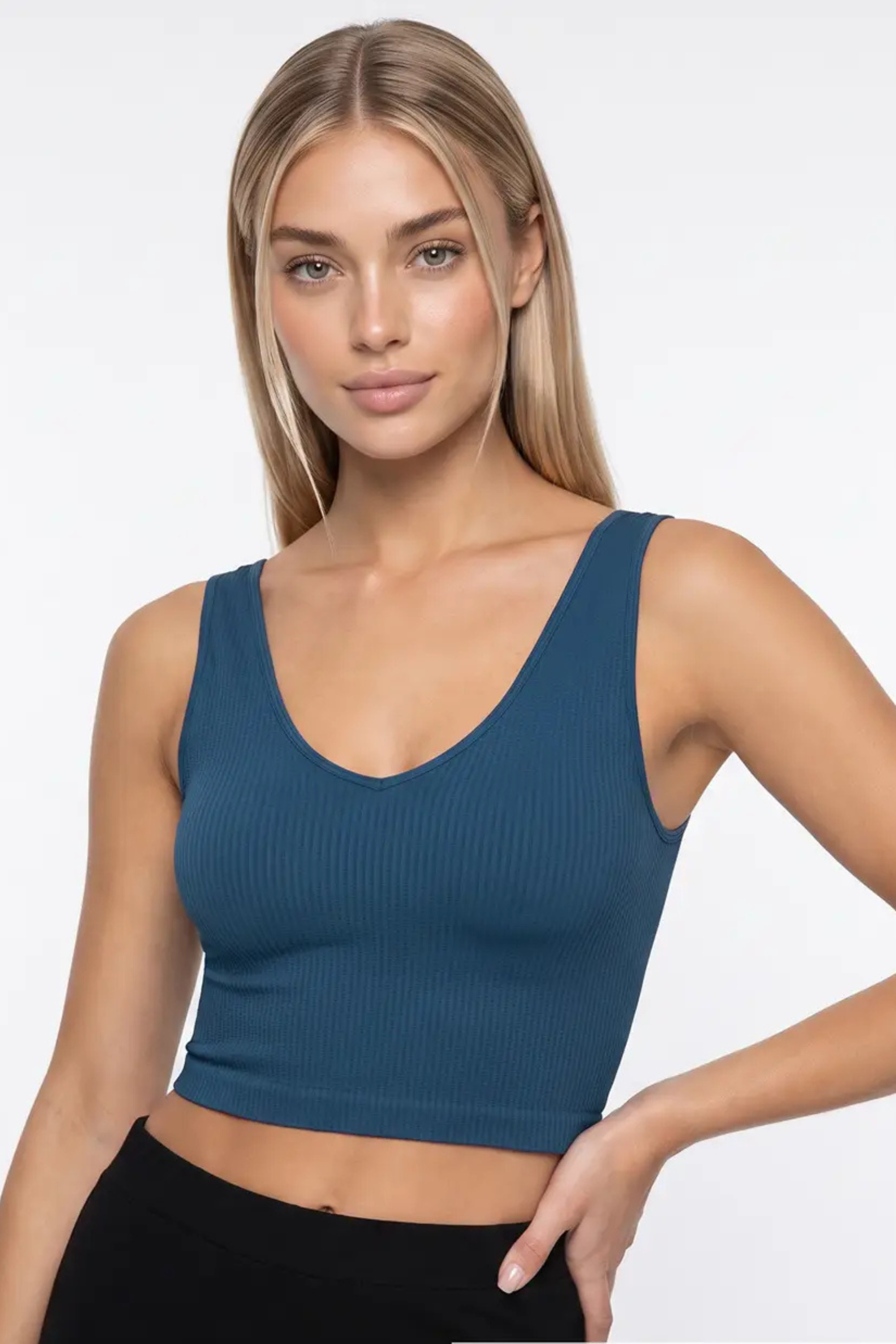 Reversible Ribbed Crop Top-Tank Tops-Vixen Collection, Day Spa and Women's Boutique Located in Seattle, Washington