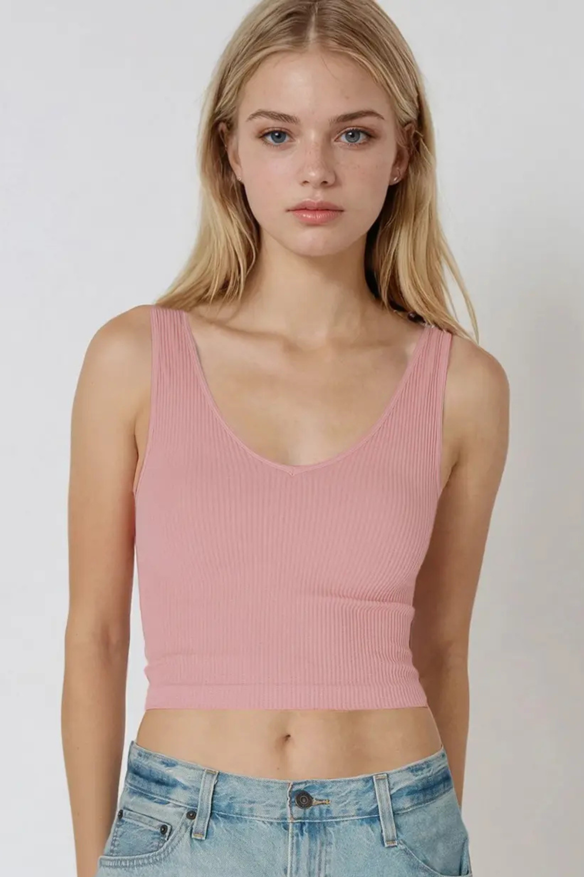 Reversible Ribbed Crop Top-Tank Tops-Vixen Collection, Day Spa and Women's Boutique Located in Seattle, Washington