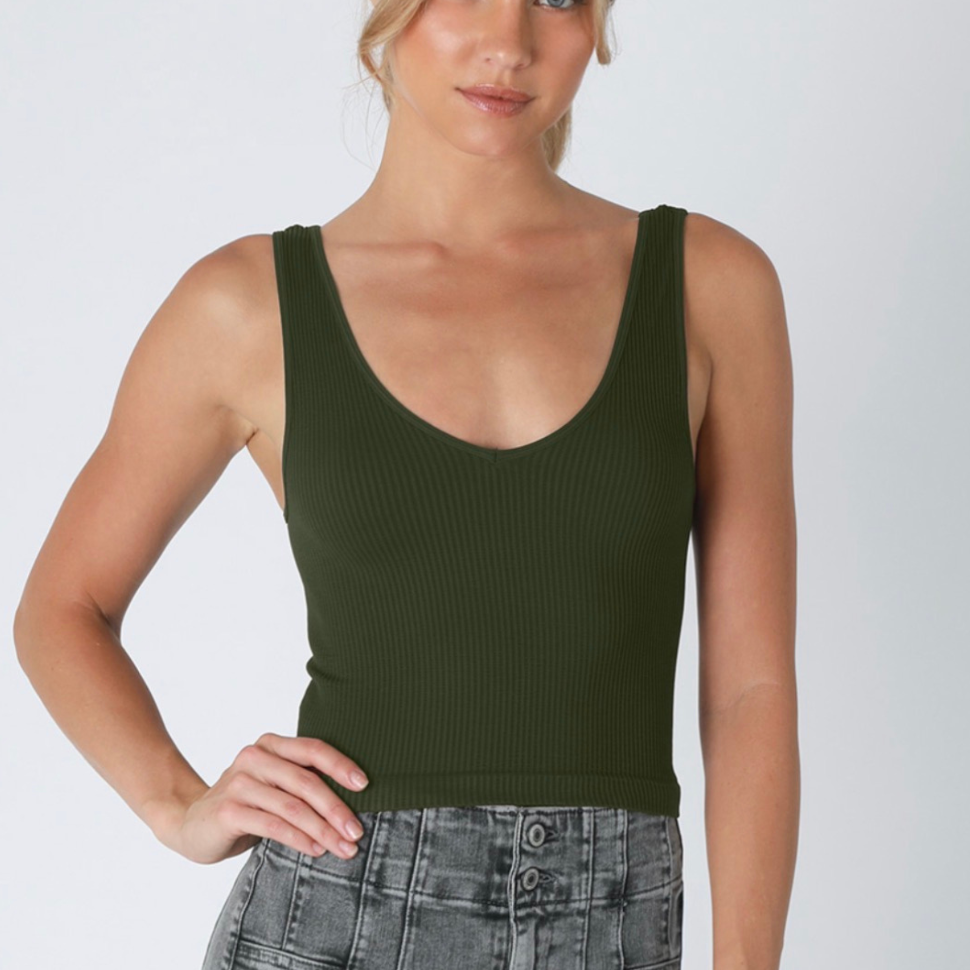 Reversible Ribbed Crop Top-Tank Tops-Vixen Collection, Day Spa and Women's Boutique Located in Seattle, Washington