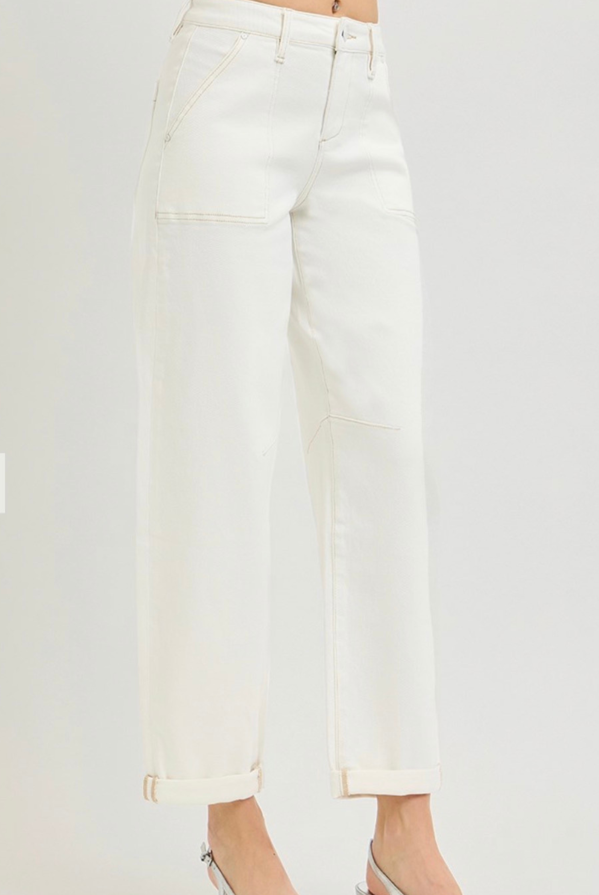 Risen Cuffed Barrel Leg Jeans-Denim-Vixen Collection, Day Spa and Women's Boutique Located in Seattle, Washington