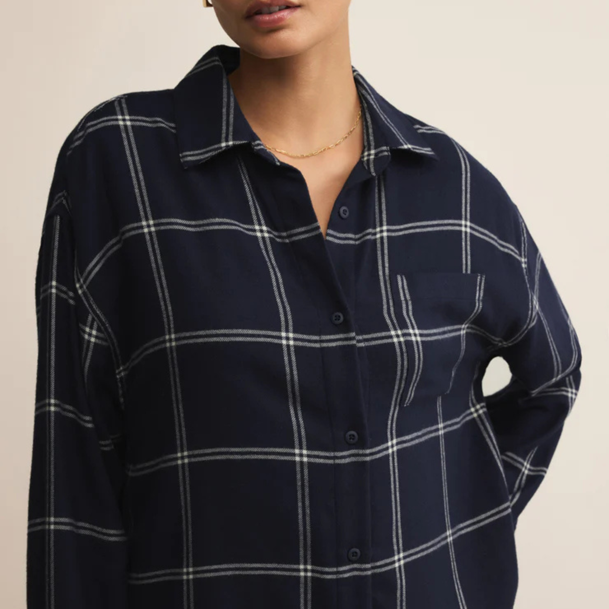 River Plaid Button Up-Long Sleeves-Vixen Collection, Day Spa and Women's Boutique Located in Seattle, Washington
