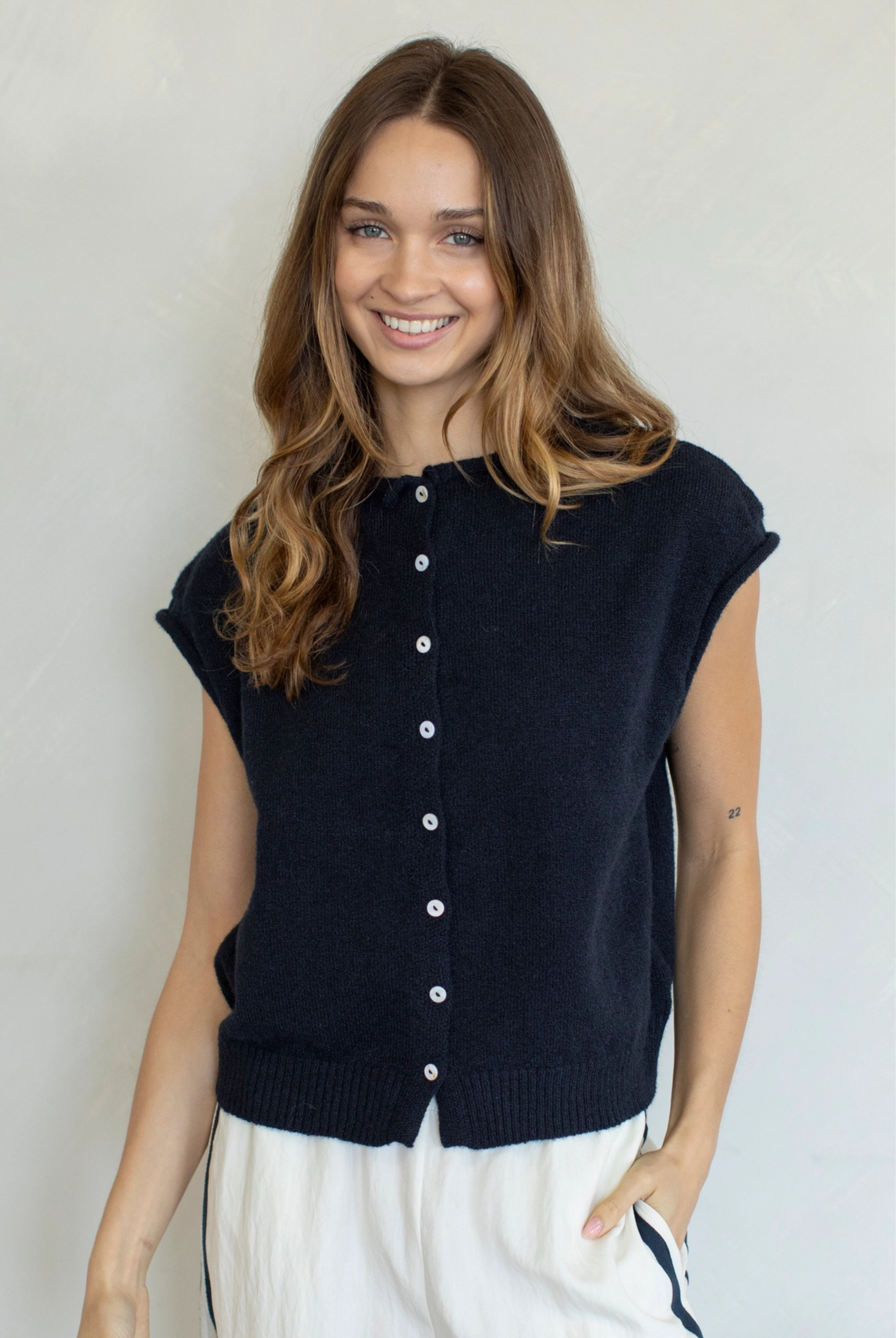 Sleeveless Piper Cardigan-Sweaters-Vixen Collection, Day Spa and Women's Boutique Located in Seattle, Washington