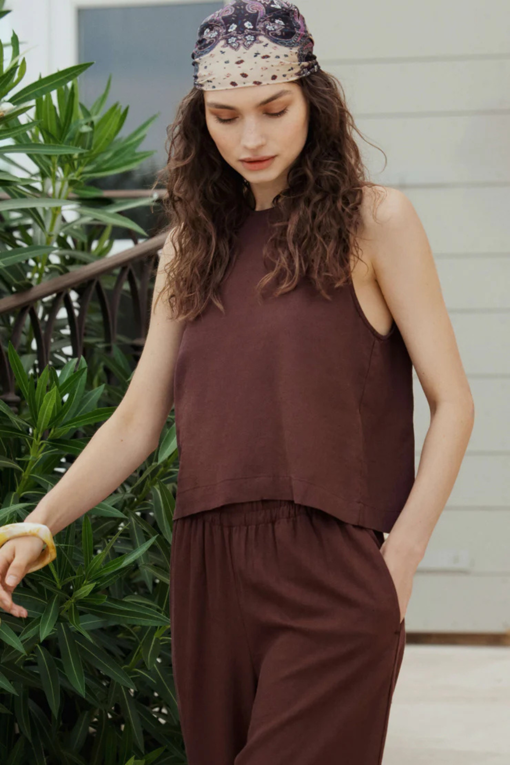 Sloane Linen Top-Tank Tops-Vixen Collection, Day Spa and Women's Boutique Located in Seattle, Washington