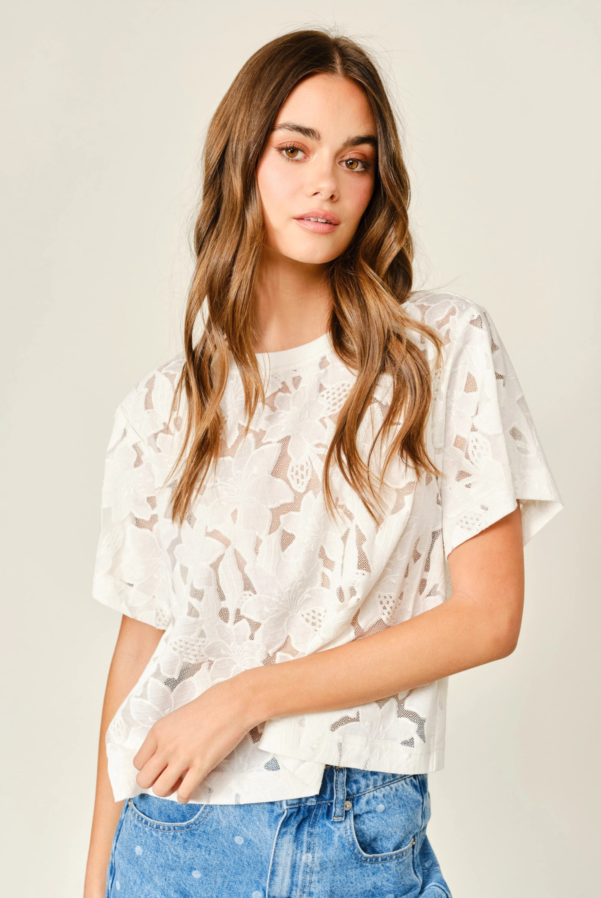 The Bloom Lace Tee-Tops-Vixen Collection, Day Spa and Women's Boutique Located in Seattle, Washington