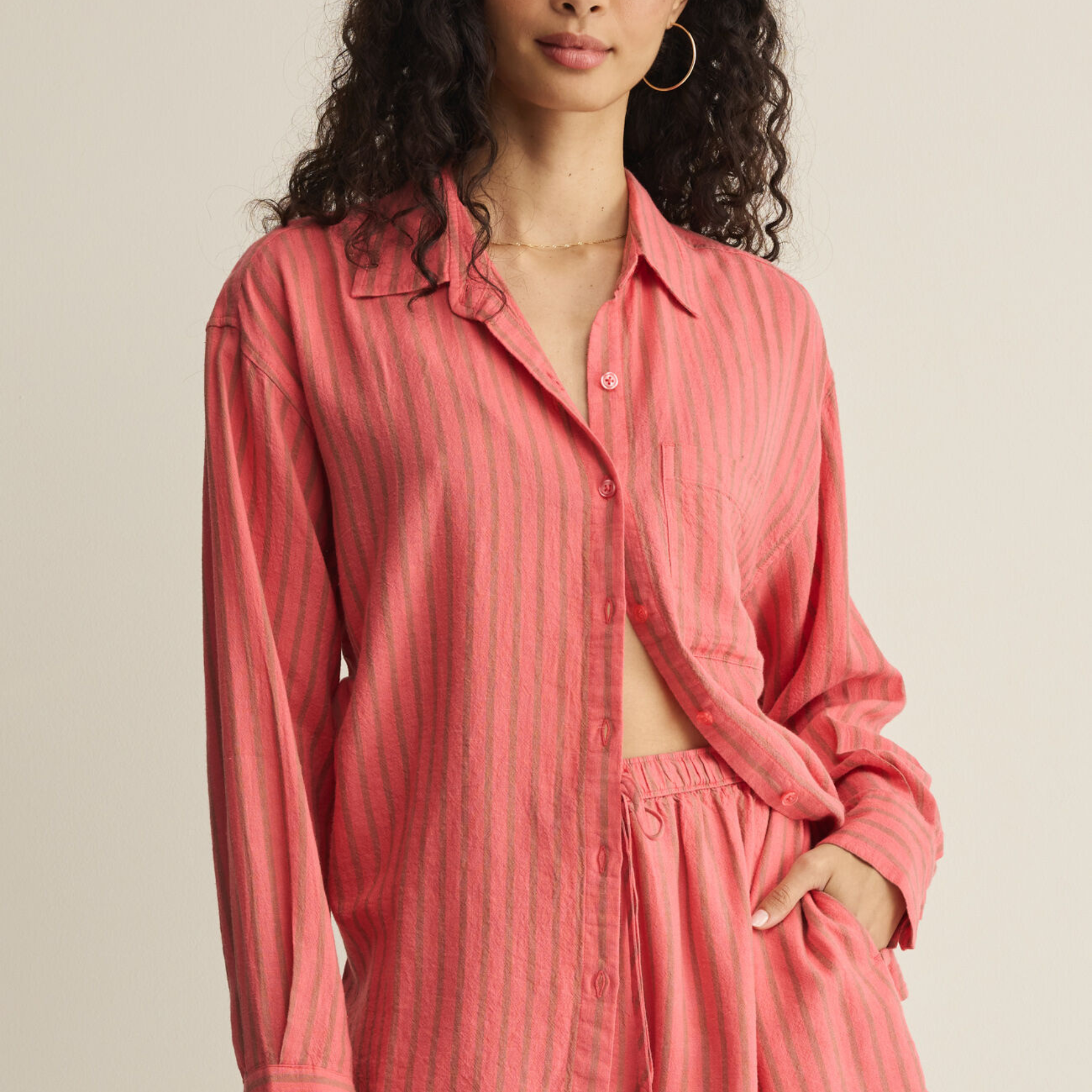 The Perfect Striped Button Up-Tops-Vixen Collection, Day Spa and Women's Boutique Located in Seattle, Washington