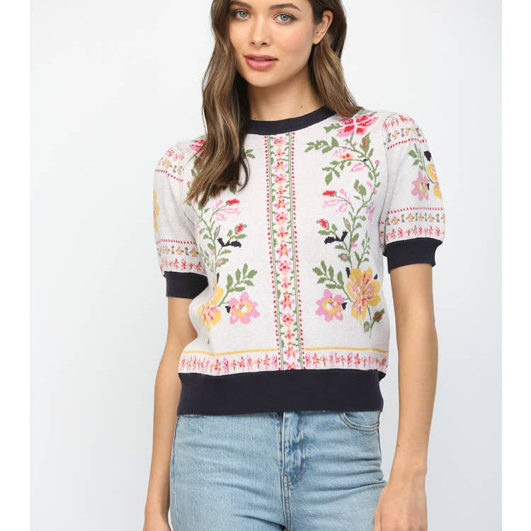 Porcelain Petals Sweater-Tops-Vixen Collection, Day Spa and Women's Boutique Located in Seattle, Washington