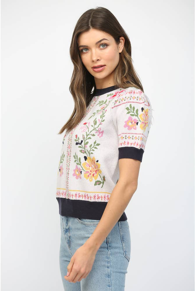 Porcelain Petals Sweater-Tops-Vixen Collection, Day Spa and Women's Boutique Located in Seattle, Washington