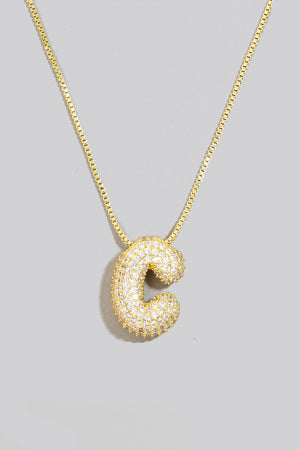 Pave Bubble Initial Pendant Necklace-Necklaces-Vixen Collection, Day Spa and Women's Boutique Located in Seattle, Washington