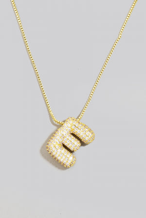 Pave Bubble Initial Pendant Necklace-Necklaces-Vixen Collection, Day Spa and Women's Boutique Located in Seattle, Washington