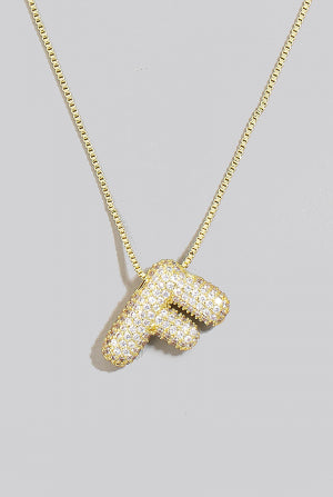 Pave Bubble Initial Pendant Necklace-Necklaces-Vixen Collection, Day Spa and Women's Boutique Located in Seattle, Washington
