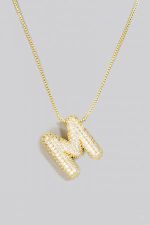 Pave Bubble Initial Pendant Necklace-Necklaces-Vixen Collection, Day Spa and Women's Boutique Located in Seattle, Washington