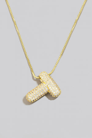 Pave Bubble Initial Pendant Necklace-Necklaces-Vixen Collection, Day Spa and Women's Boutique Located in Seattle, Washington