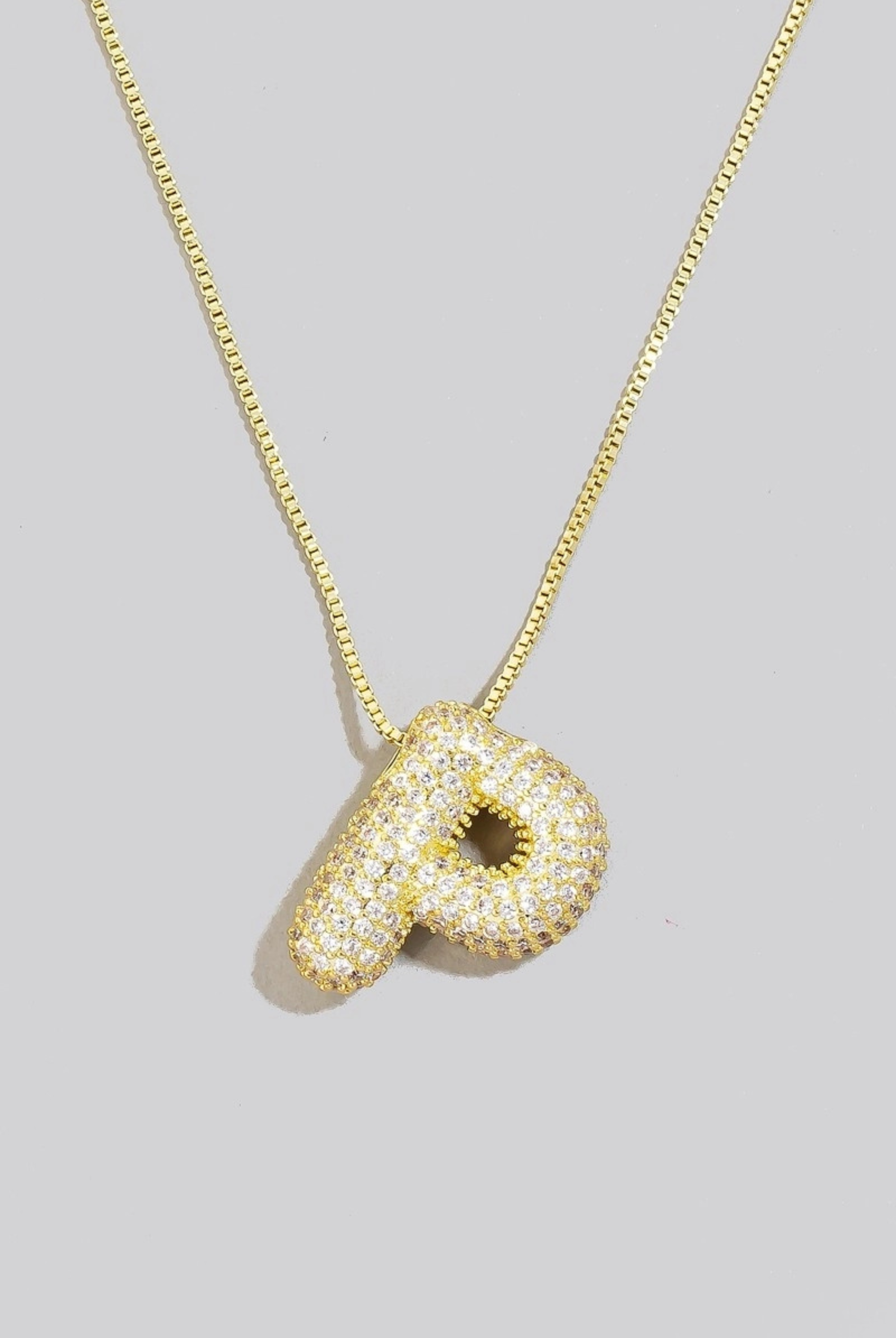 Pave Bubble Initial Pendant Necklace-Necklaces-Vixen Collection, Day Spa and Women's Boutique Located in Seattle, Washington