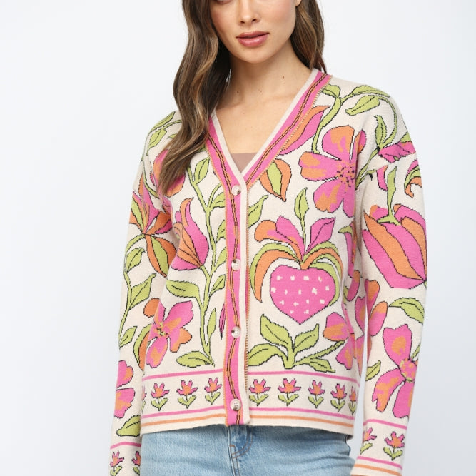 Mariposa Mosaic Cardigan-Tops-Vixen Collection, Day Spa and Women's Boutique Located in Seattle, Washington