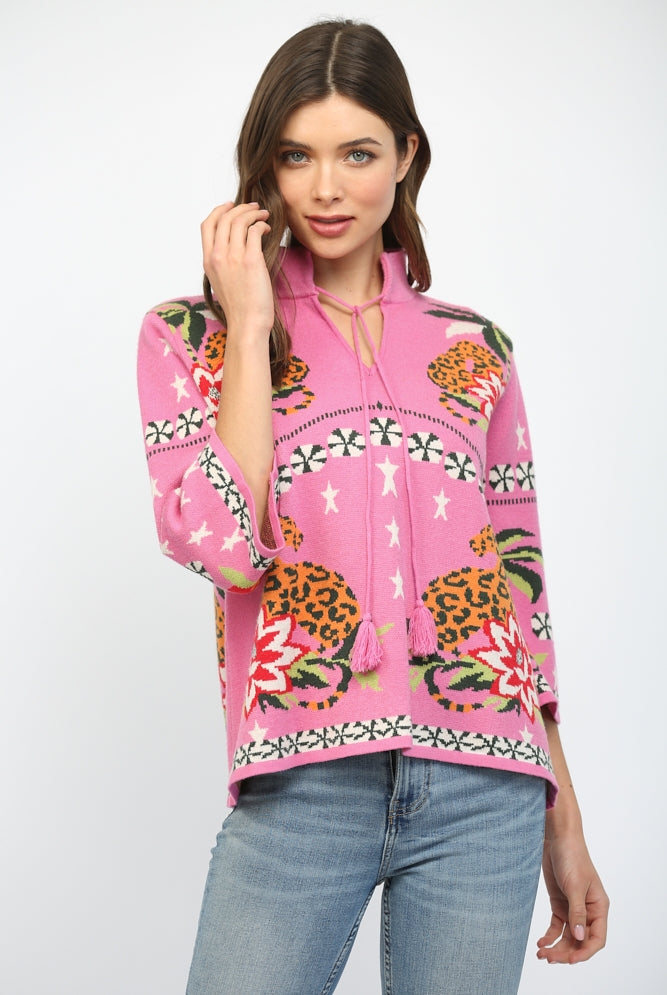 Pink Paradise Prowl Sweater-Tops-Vixen Collection, Day Spa and Women's Boutique Located in Seattle, Washington