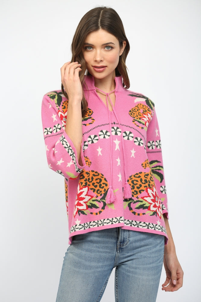 Pink Paradise Prowl Sweater-Tops-Vixen Collection, Day Spa and Women's Boutique Located in Seattle, Washington
