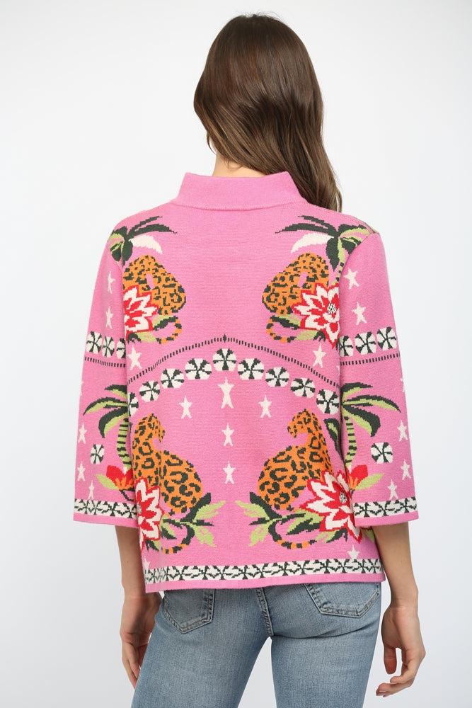 Pink Paradise Prowl Sweater-Tops-Vixen Collection, Day Spa and Women's Boutique Located in Seattle, Washington