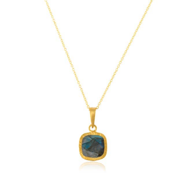 Labradorite Square Pendant-Necklaces-Vixen Collection, Day Spa and Women's Boutique Located in Seattle, Washington