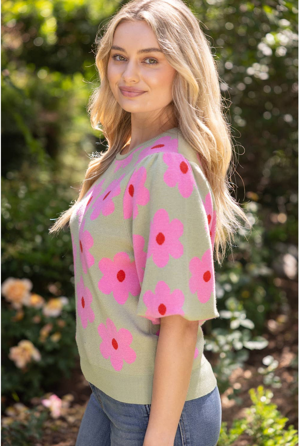 Bubbly Flowers Sweater-Tops-Vixen Collection, Day Spa and Women's Boutique Located in Seattle, Washington