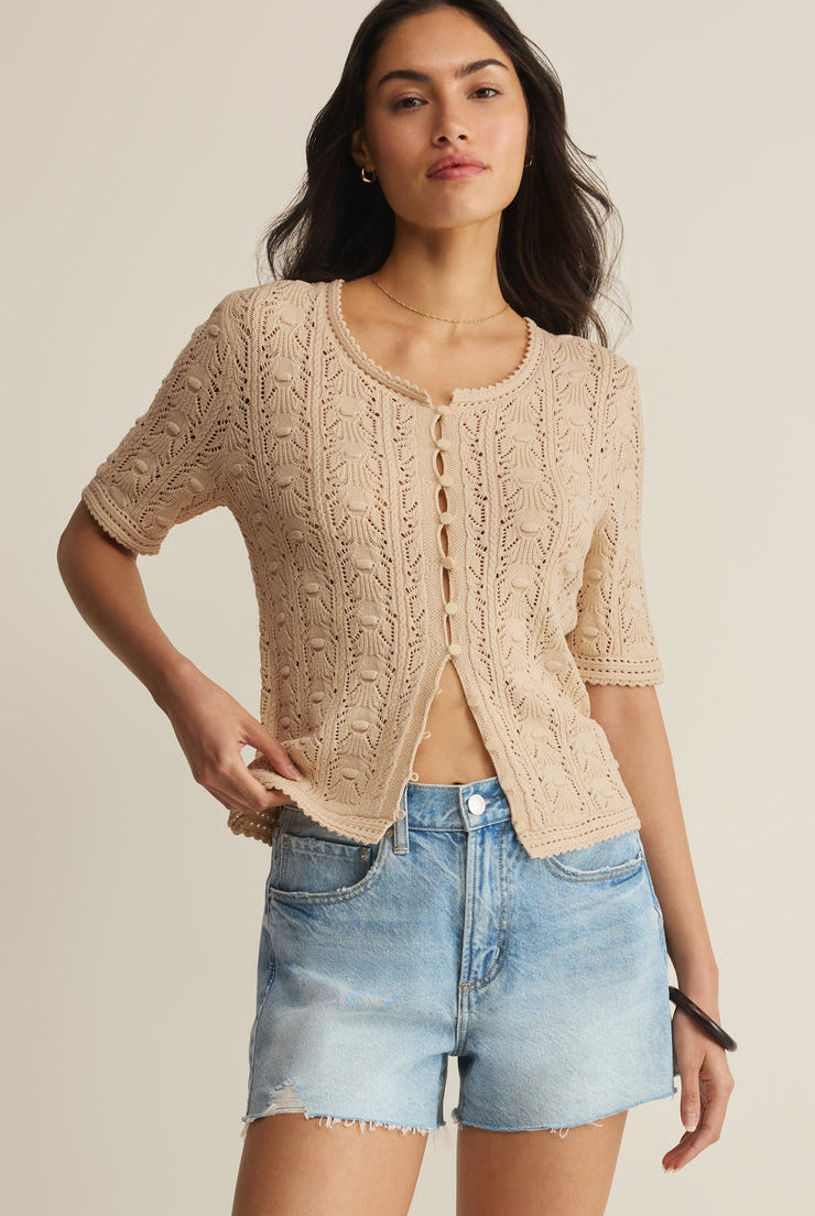 Adria Pointelle Cardigan-Tops-Vixen Collection, Day Spa and Women's Boutique Located in Seattle, Washington