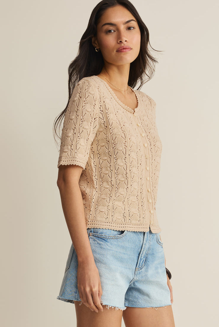 Adria Pointelle Cardigan-Tops-Vixen Collection, Day Spa and Women's Boutique Located in Seattle, Washington