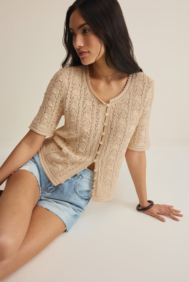 Adria Pointelle Cardigan-Tops-Vixen Collection, Day Spa and Women's Boutique Located in Seattle, Washington