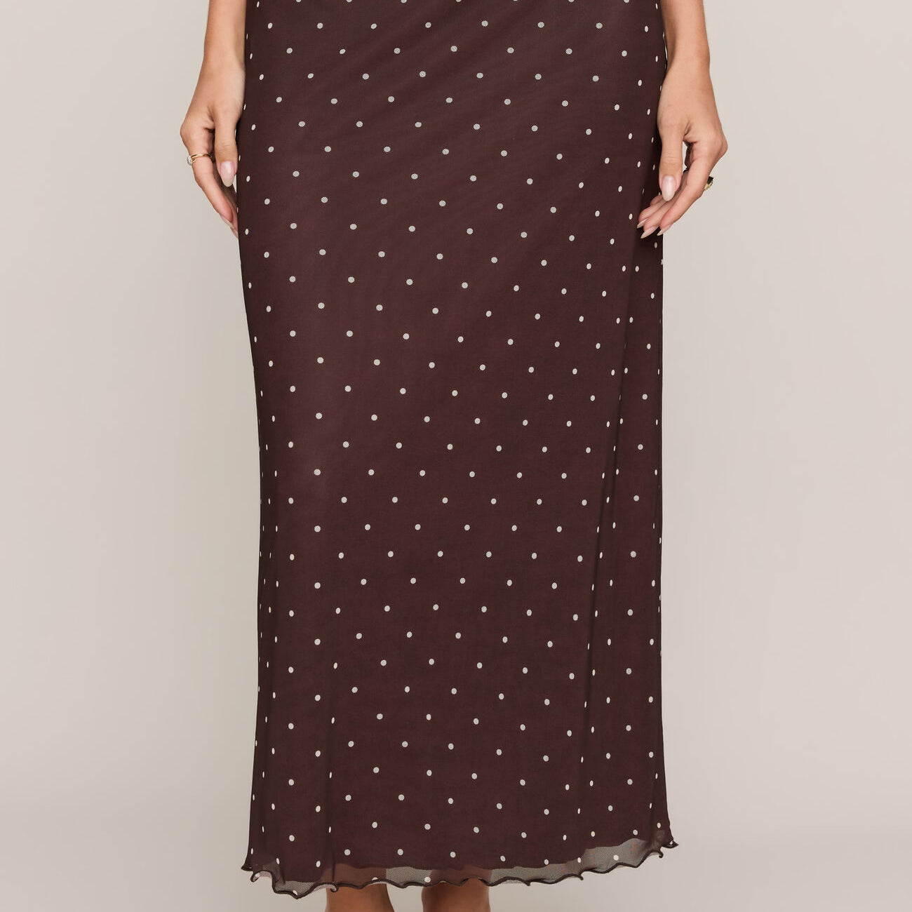 Eda Polka Dot Mesh Midi Skirt-Skirts-Vixen Collection, Day Spa and Women's Boutique Located in Seattle, Washington
