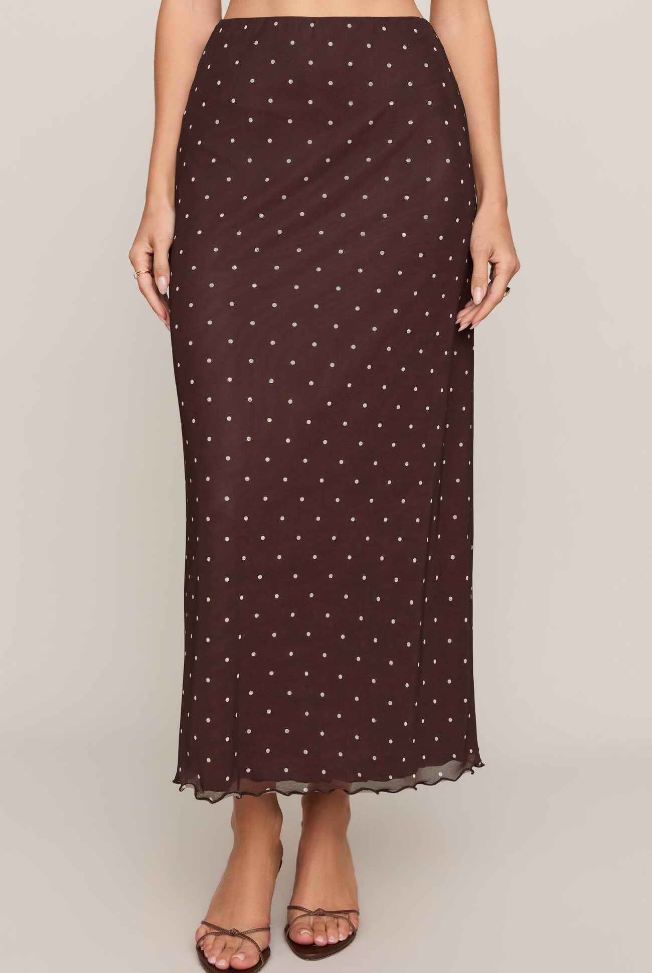 Eda Polka Dot Mesh Midi Skirt-Skirts-Vixen Collection, Day Spa and Women's Boutique Located in Seattle, Washington