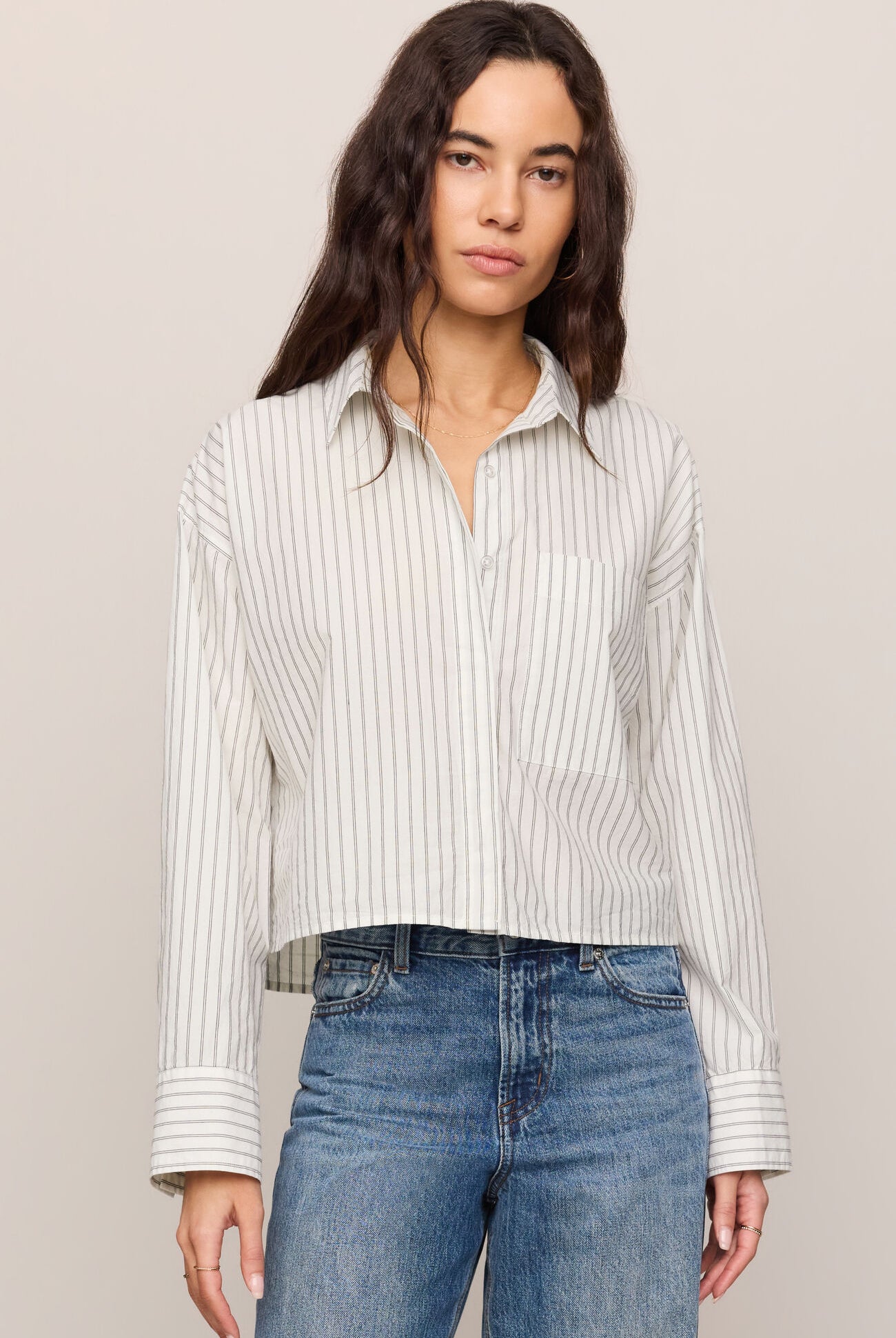 Favorite Striped Button Up Top-Long Sleeves-Vixen Collection, Day Spa and Women's Boutique Located in Seattle, Washington