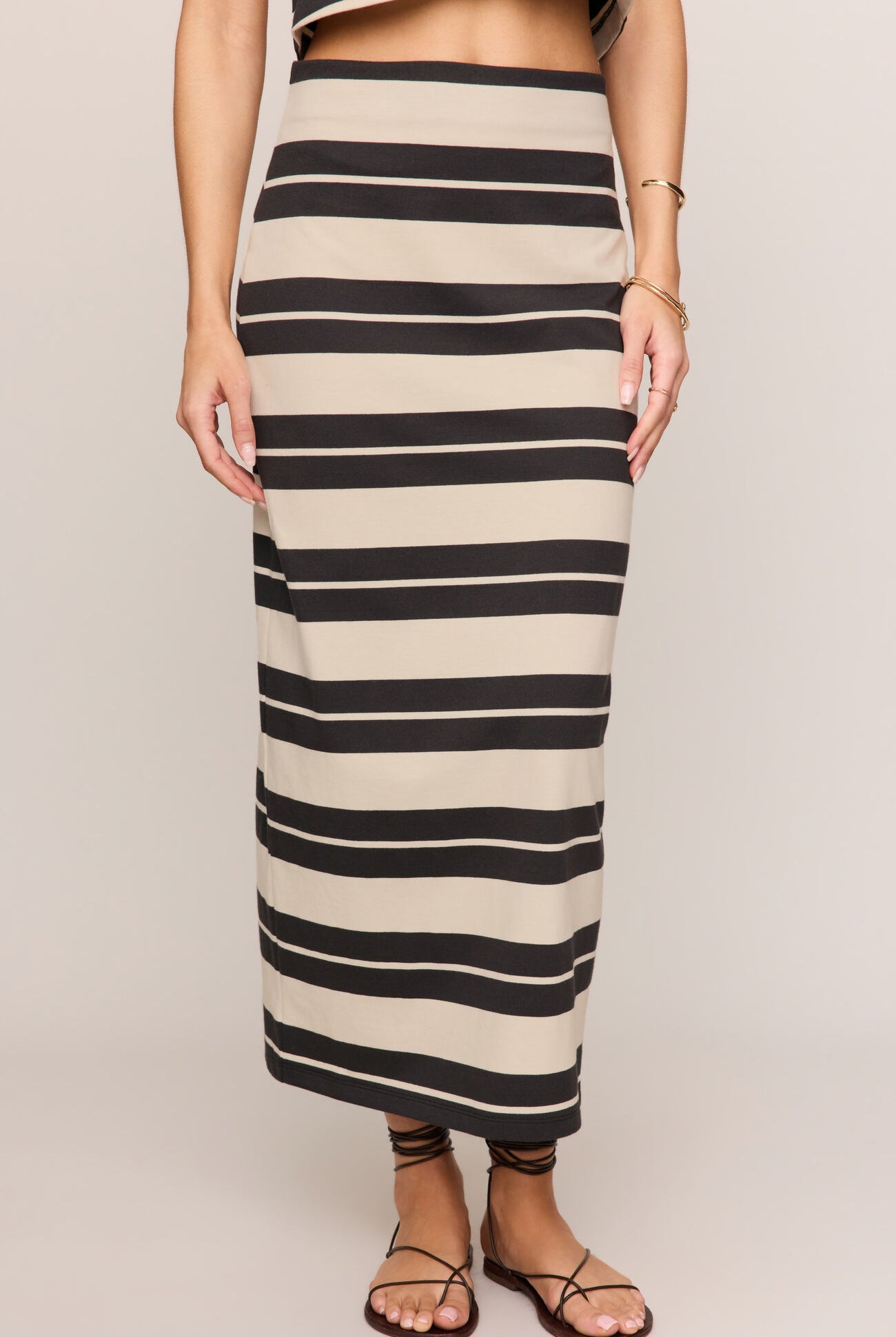 Gail Striped Jersey Midi Skirt-Skirts-Vixen Collection, Day Spa and Women's Boutique Located in Seattle, Washington