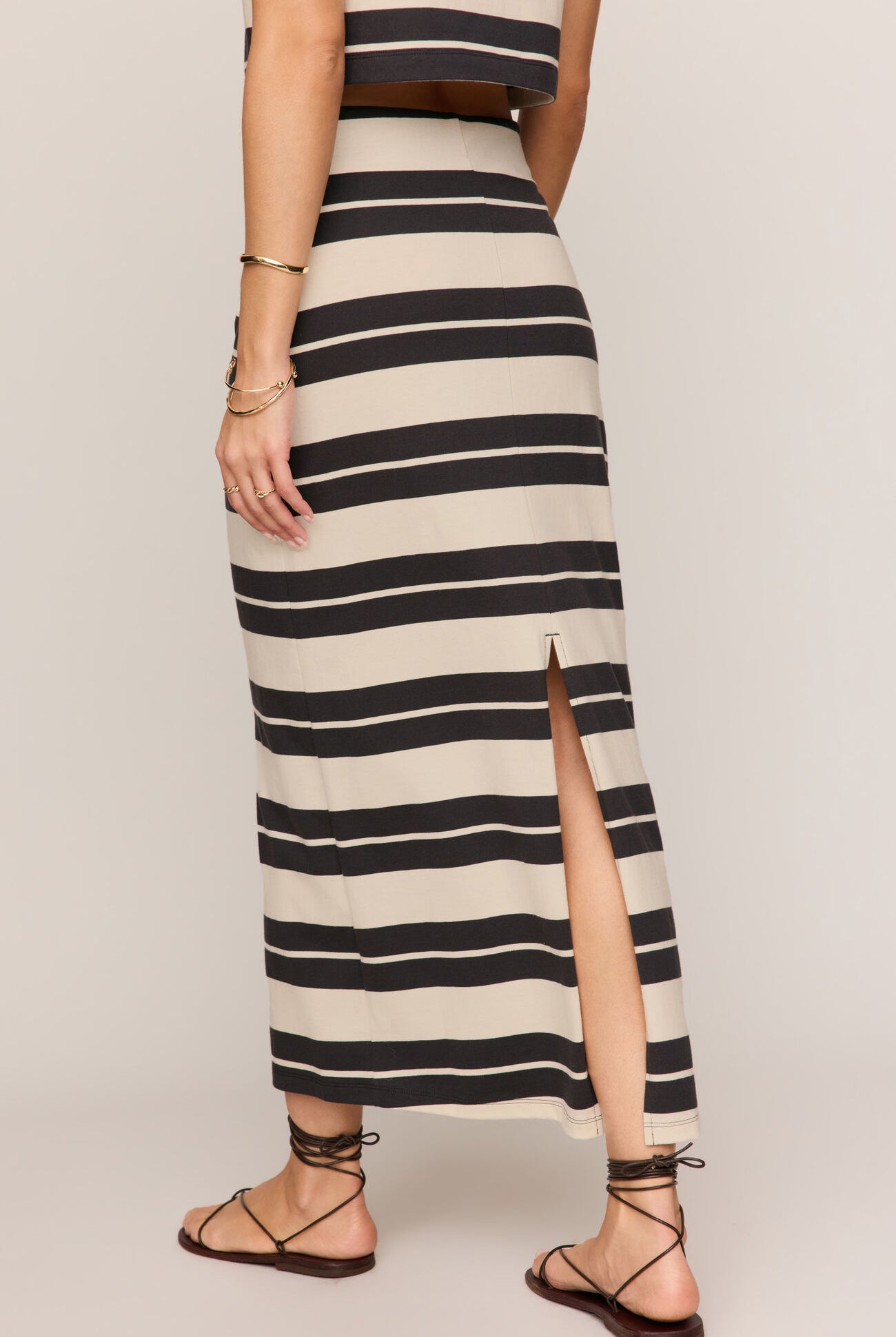 Gail Striped Jersey Midi Skirt-Skirts-Vixen Collection, Day Spa and Women's Boutique Located in Seattle, Washington