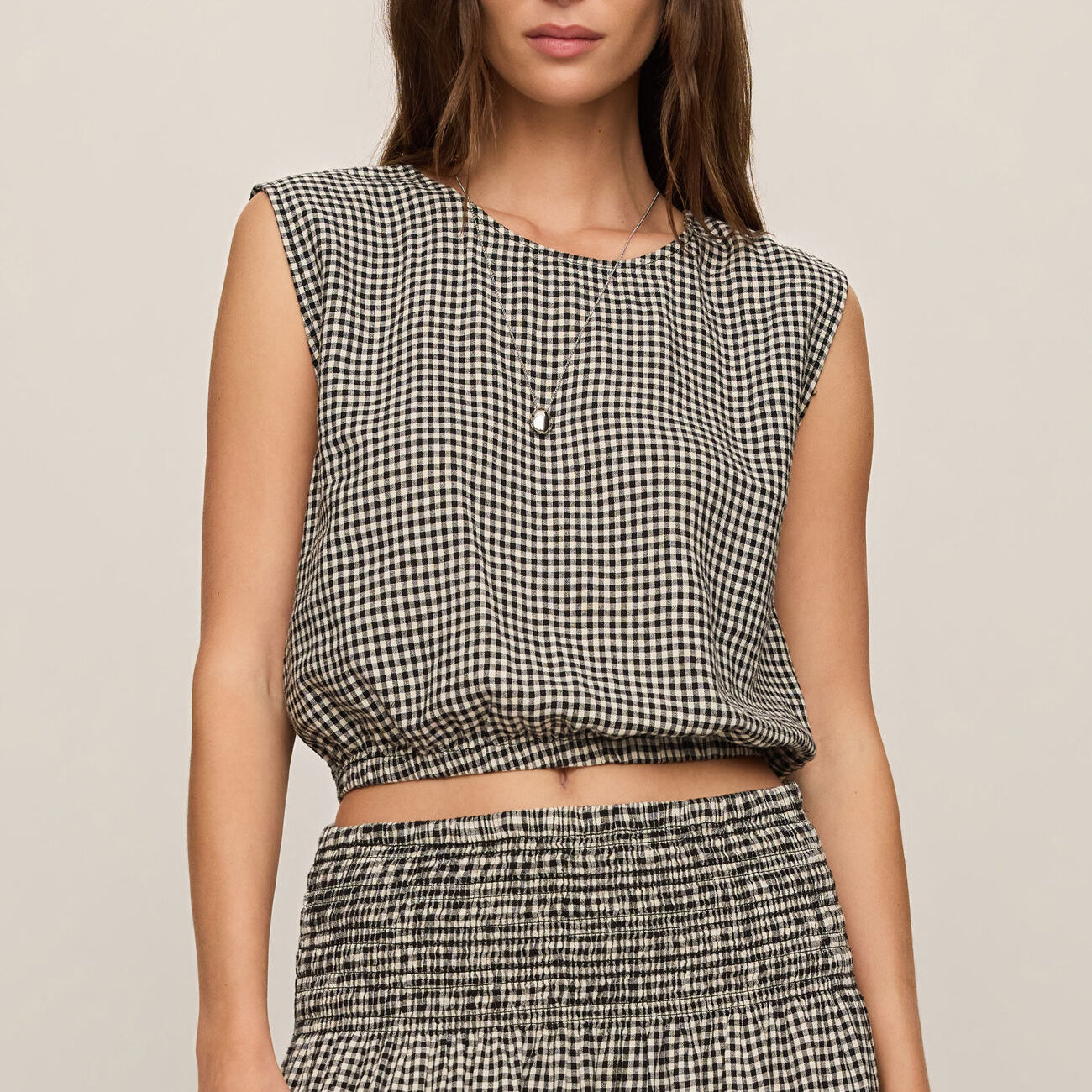 Merit Gingham Top-Tank Tops-Vixen Collection, Day Spa and Women's Boutique Located in Seattle, Washington