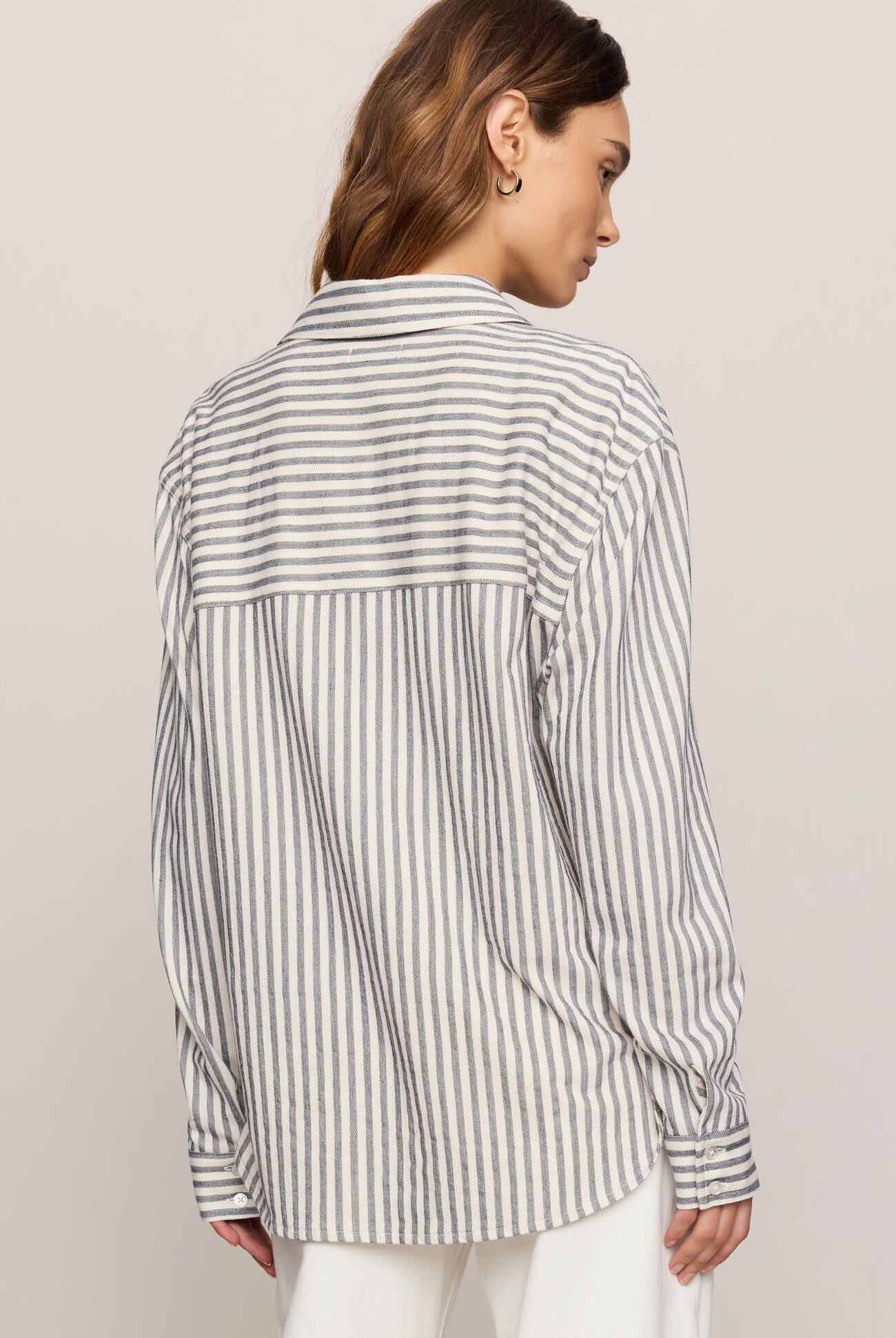 Reese Button Up Stripe Top-Long Sleeves-Vixen Collection, Day Spa and Women's Boutique Located in Seattle, Washington