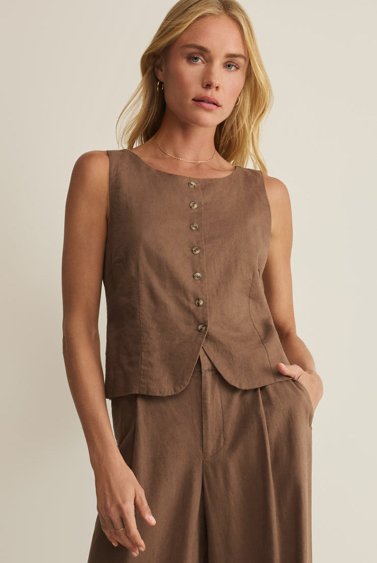 Roman Linen Vest-Tops-Vixen Collection, Day Spa and Women's Boutique Located in Seattle, Washington