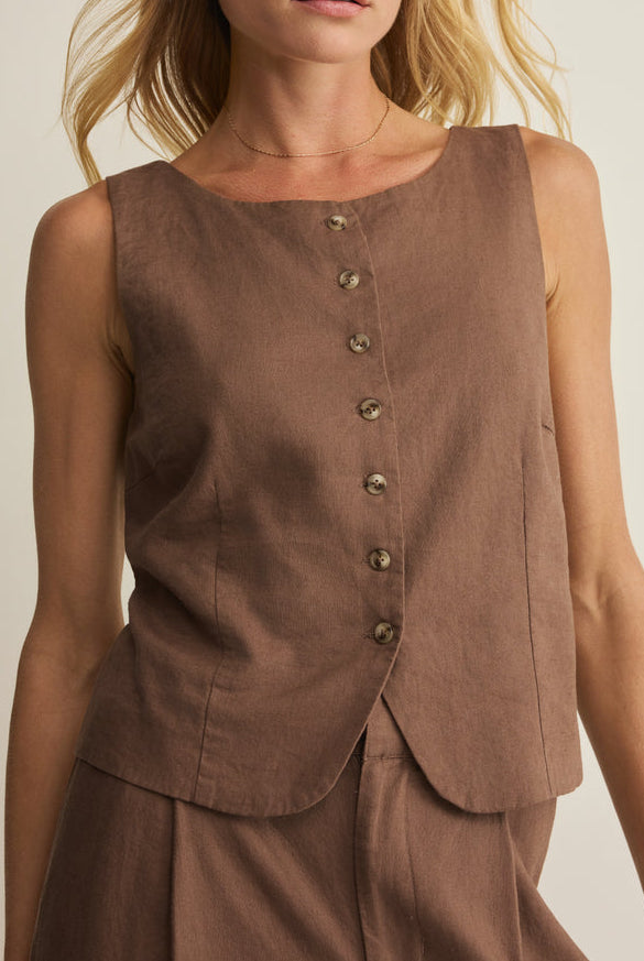 Roman Linen Vest-Tops-Vixen Collection, Day Spa and Women's Boutique Located in Seattle, Washington
