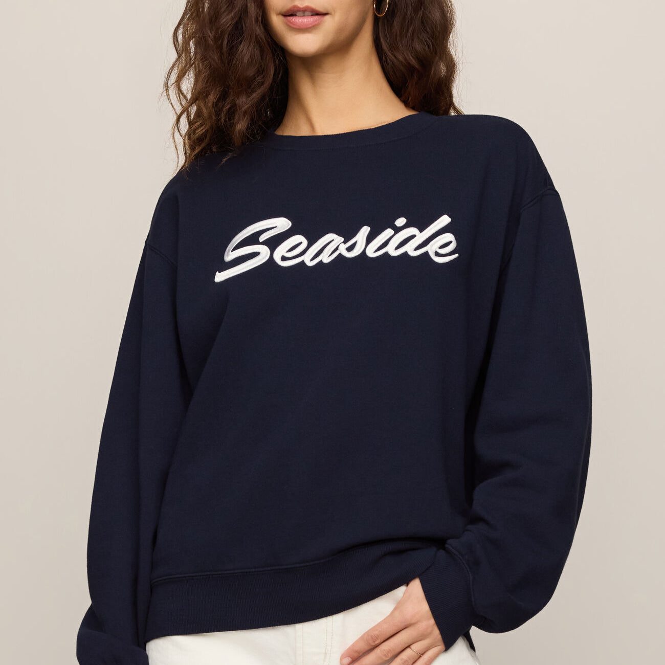 Seaside Boyfriend Sweatshirt-Sweatshirts-Vixen Collection, Day Spa and Women's Boutique Located in Seattle, Washington