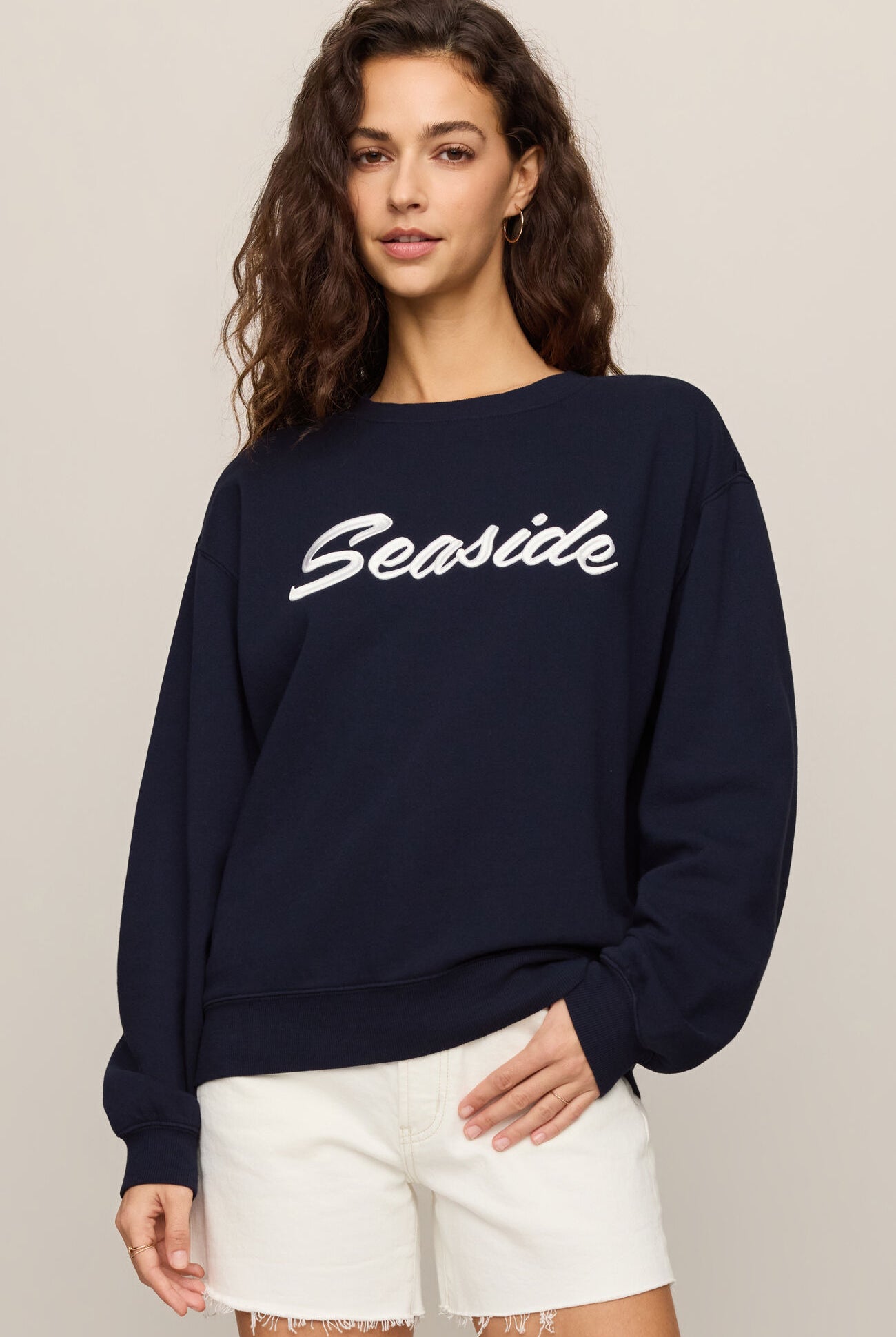 Seaside Boyfriend Sweatshirt-Sweatshirts-Vixen Collection, Day Spa and Women's Boutique Located in Seattle, Washington