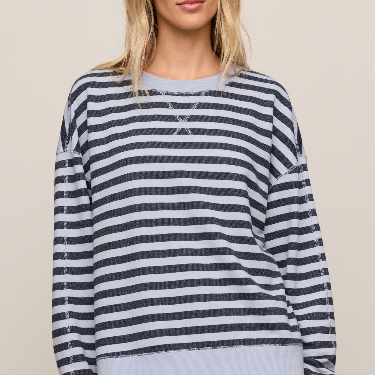 The Everyday Striped Crew-Sweatshirts-Vixen Collection, Day Spa and Women's Boutique Located in Seattle, Washington